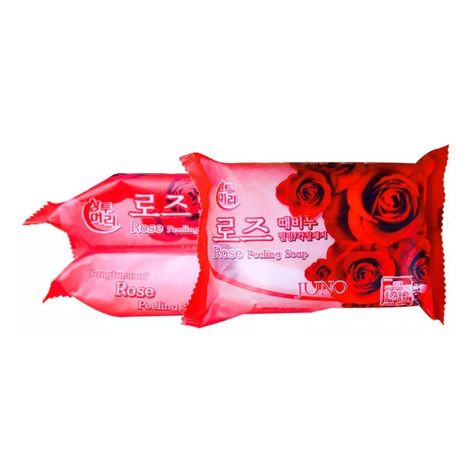 Косметическое мыло с розой Peeling Soap Rose, Juno, 150 г