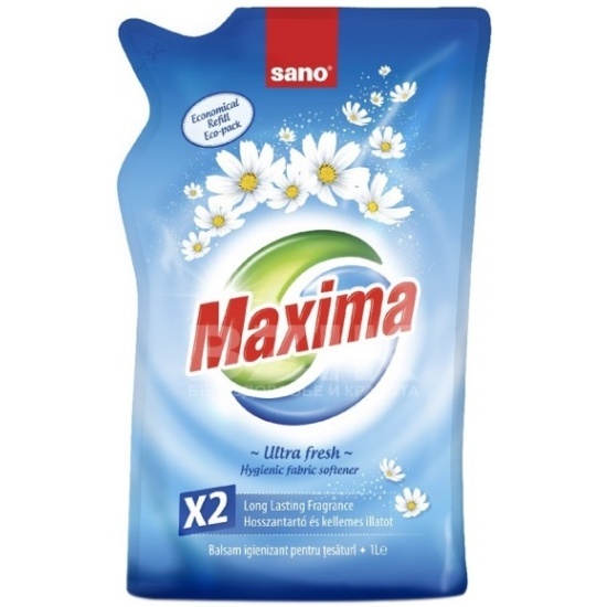 Гигиенический смягчитель белья, Maxima Hygienic Fabric Softener Ultra Fresh, Sano, 1 л (запасной блок)