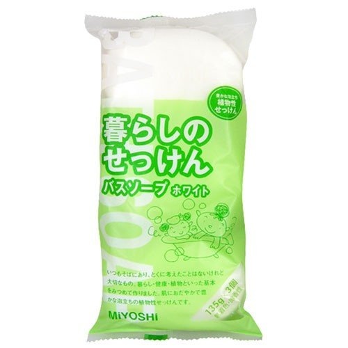 Туалетное мыло на основе натуральных компонентов Additive Free Soap Bar, MIYOSHI 135 г х 3 шт.
