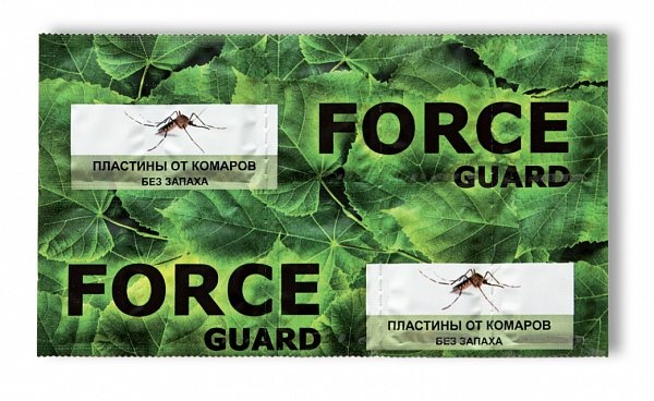 Пластины от комаров зеленые без запаха, Force Guard 10 шт