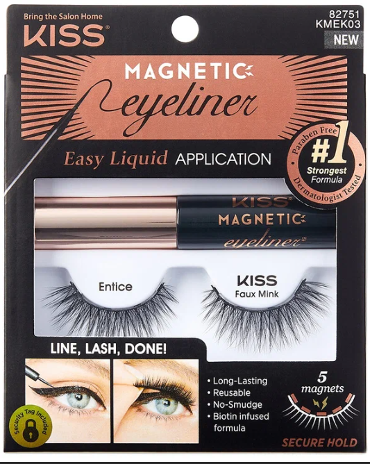 Набор магнитных накладных ресниц и подводки Entice Magnetic Eyeliner Kit KMEK03, Kiss
