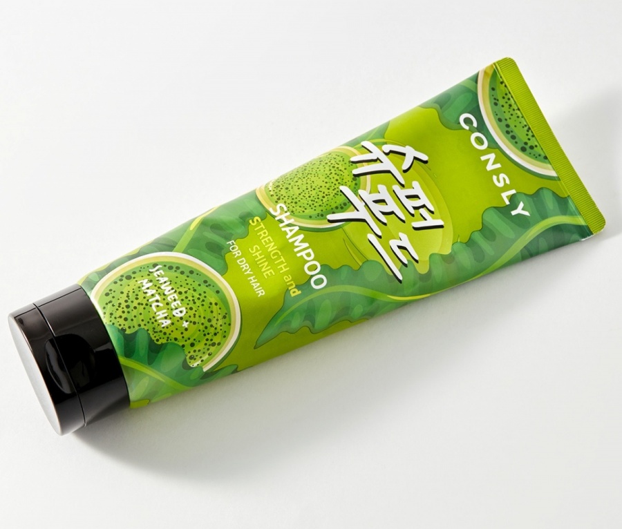 Шампунь с экстрактами водорослей и зеленого чая Матча для силы и блеска волос Seaweed Matcha Shampoo For Strength Shine, CONSLY, 250 мл