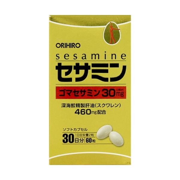 Сквален и масло Кунжута для омоложения и оздоровления организма на 30дней Сезамин, ORIHIRO, 60 капсул