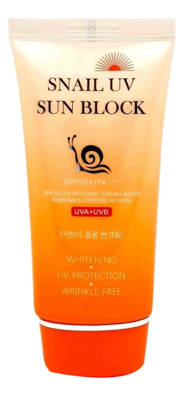 Солнцезащитный крем для лица с улиточным муцином Snail UV Sun Block Cream SPF50+/PA+++, Jigott 70 мл 