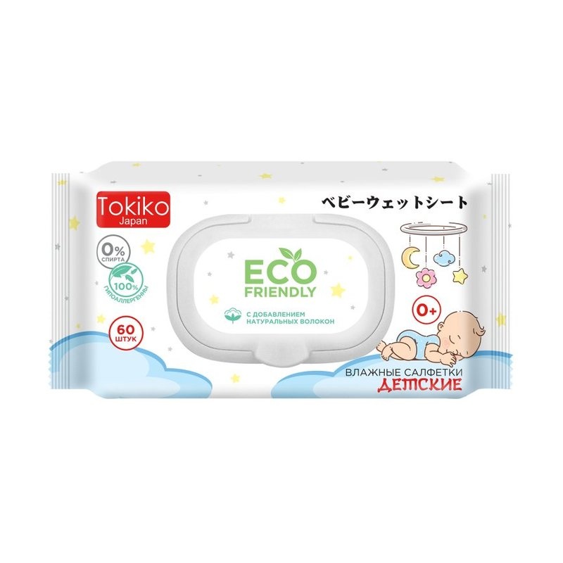 Влажные салфетки Tokiko Japan Eco антибактериальные с клапаном, Авангард 60 шт
