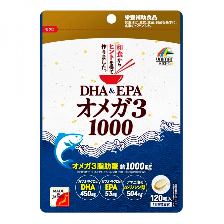 Омега-3 1000 DHA&EPA Omega-3 1000, Unimat Riken, 545 мг*120 шт.