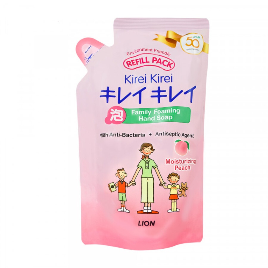 Мыло-пенка для рук детская (от 0 до 3 лет) Розовый персик Kirei Kirei, Lion 200 мл (запасной блок)