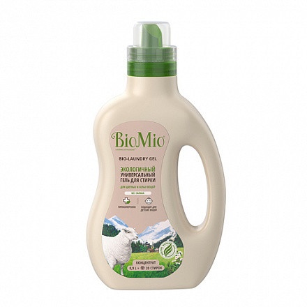 Концентрированное гипоаллергенное экологичное жидкое средство для стирки универсальное с экстрактом хлопка без запаха Bio-Laundry Gel, BioMio, 900 мл