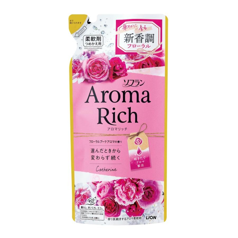Ополаскиватель для белья с ароматом натуральных масел Soflan Aroma Rich Catherine, Lion 400 мл (мягкая упаковка)
