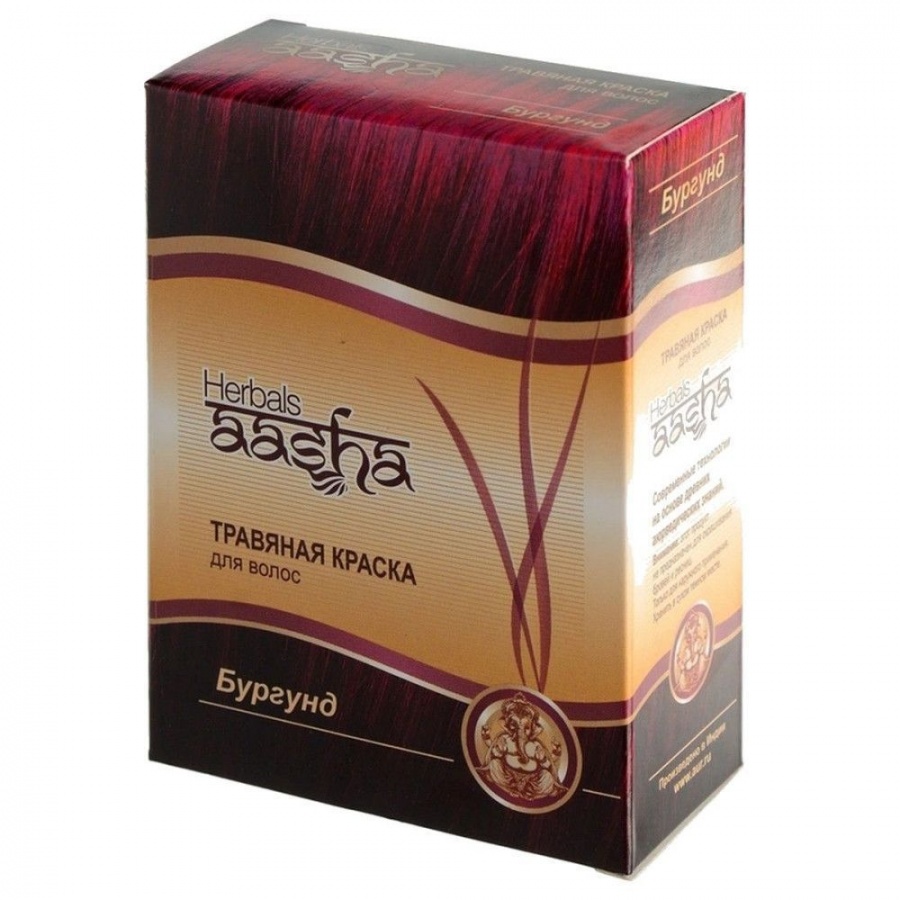 Травяная краска для волос на основе индийской хны, бургунд Aasha Herbals, 60 г