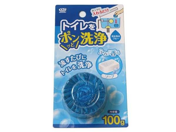 Очищающая и дезодорирующая пенящаяся таблетка для бачка унитаза, окрашивающая воду в голубой цвет Okazaki, 100 г