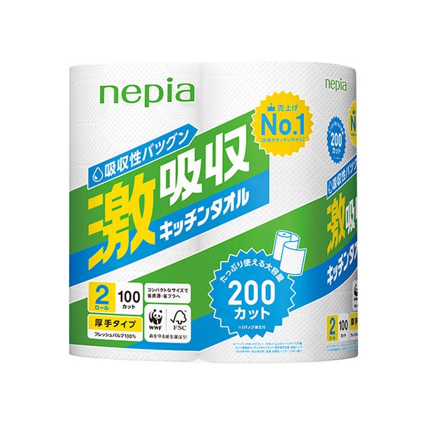 Кухонные бумажные полотенца NEPIA, 100 отрезков (2 рулона)