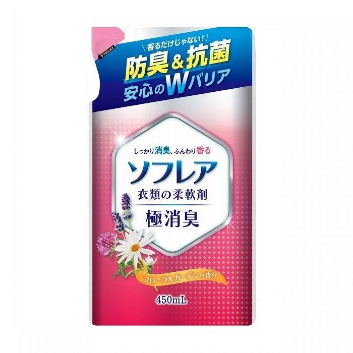 Кондиционер для белья c антибактериальным эффектом и ароматом цветочного сада Sofrea, Nihon, 450 мл (мягкая упаковка)