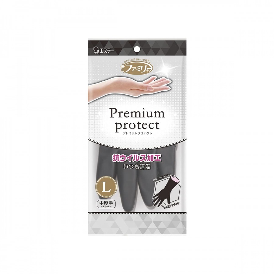 Перчатки виниловые для бытовых и хозяйственных нужд средней толщины с антивирусной пропиткой Family Premium Protect, ST, Размер L