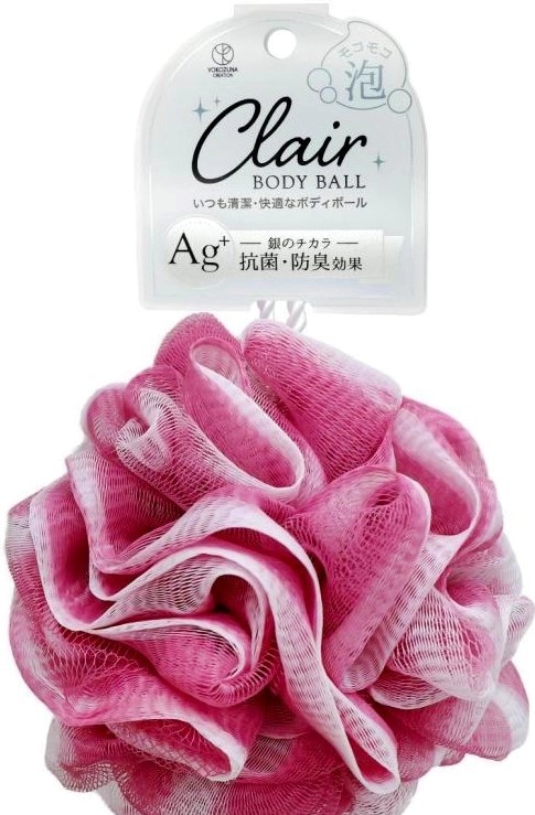 Мочалка для тела с ионами серебра Clair AG+ Body Ball, Yokozuna, Шар, Розовая