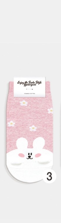 Носки женские короткие, розовые с принтом заяц, размер 35-39, (W-C-019-03)ADULTS, A TYPE, GGRN, 1 пара