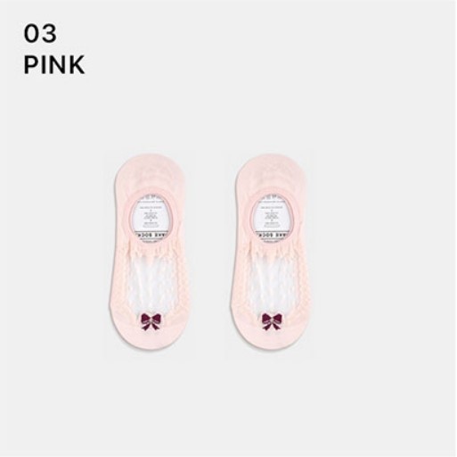 Носки женские короткие, розовые с принтом бант, размер 35-39, (W-F-063-03)ADULTS, B TYPE, GGRN 
