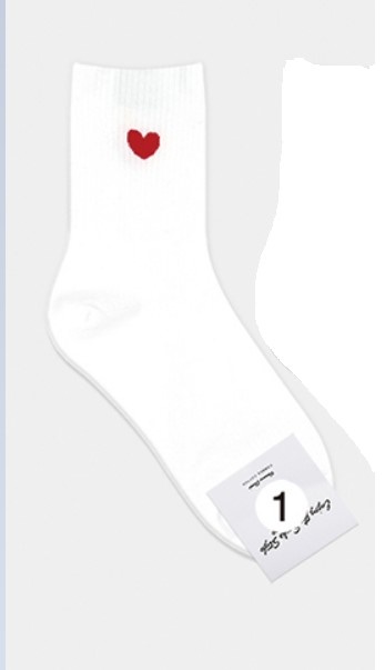 Носки женские длинные, белые с принтом сердце, размер 35-39, (W-L-194-01)ADULTS, B TYPE, GGRN