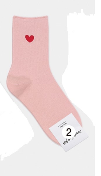 Носки женские длинные, розовые с принтом сердце, размер 35-39, (W-L-194-02)ADULTS, B TYPE, GGRN