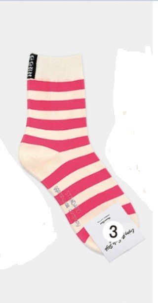 Носки женские длинные, белые в полоску розовую, размер 35-39, (W-L-211-03)ADULTS, B TYPE, GGRN