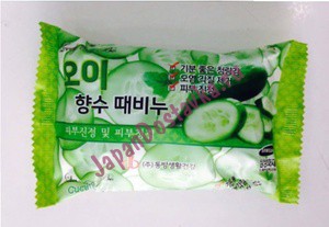 Мыло-скраб парфюмированное экстрактом огурцов Lovelybebe Perfume Peeling Soap Cucumber, JUNO   120 г