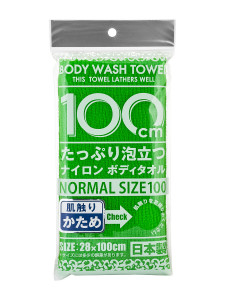 Массажная японская мочалка для тела жесткая Shower Long Body Towel (зеленая, 28 х 100 см),YOKOZUNA 1 шт