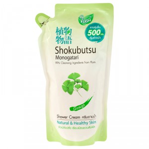Крем-гель для душа Гинкго Shokubutsu Monogatari Shokubutsu Ginkgo Shower Cream, CJ LION  500 мл (запаска)