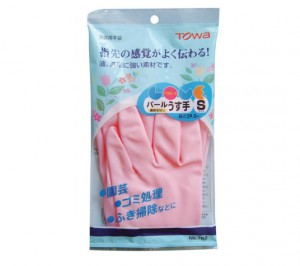 Виниловые перчатки без покрытия внутри, TOWA  (S, цвет розовый)