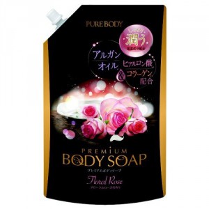 Увлажняющий гель для душа с гиалуроновой кислотой, коллагеном и ароматом роз Pure Body Premium, Mitsuei 840 мл (мягкая упаковка)