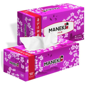 Салфетки двухслойные бумажные гладкие белые с ароматом сакуры Sakura, Maneki 250 шт