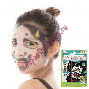 Концентрированная увлажняющая маска для лица Pure Smile Art Mask Japan Old Story с экстрактами цветов камелии, с коллагеном, гиалуроновой кислотой и витамином Е, с рисунком (чёртик), SUN SMILE  27 мл