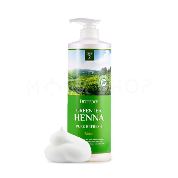 Бальзам для волос с зеленым чаем и хной Rinse Greentea Henna Pure Refresh, DEOPROCE   1000 мл