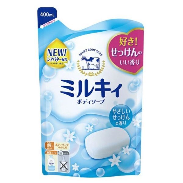 Молочное жидкое мыло для тела Milky Body Soap со сладким ароматом мыла в мягкой упаковке, COW  400 мл
