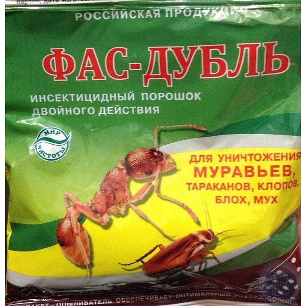 Инсектицидный порошок для уничтожения муравьев, тараканов, клопов, блох, мух Дубль 2, Фас 125 г