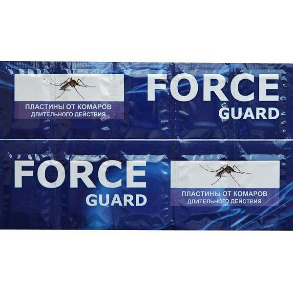 Пластины от комаров синие длительного действия, Force guard 10 шт