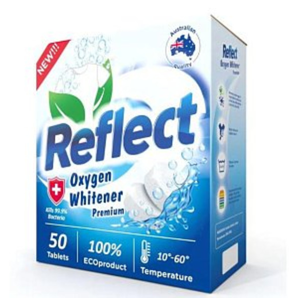 Кислородный отбеливатель экологичный Reflect Oxygen Whitener Premium 50 таблеток, Neon 1000 г