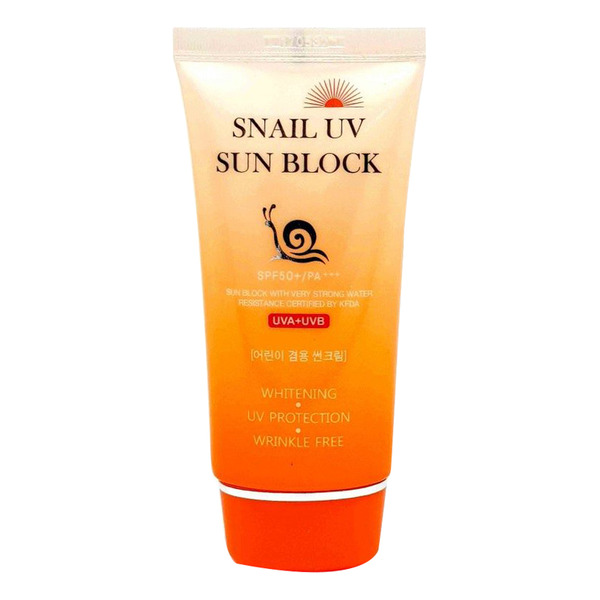 Солнцезащитный крем для лица с улиточным муцином Snail UV Sun Block Cream SPF50+/PA+++, Jigott 70 мл 