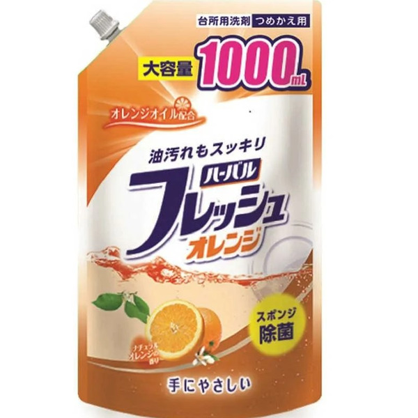 Средство для мытья посуды, овощей и фруктов с ароматом апельсина Mitsuei, 1000 мл (мягкая упаковка)