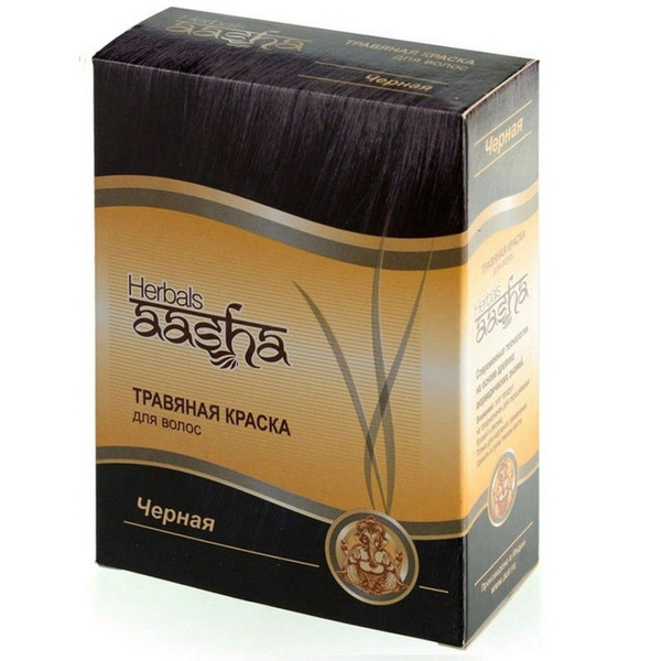 Травяная краска для волос на основе индийской хны, чёрный Aasha Herbals, 60 г