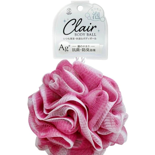 Мочалка для тела с ионами серебра Clair AG+ Body Ball, Yokozuna, Шар, Розовая