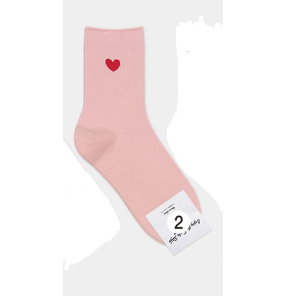Носки женские длинные, розовые с принтом сердце, размер 35-39, (W-L-194-02)ADULTS, B TYPE, GGRN