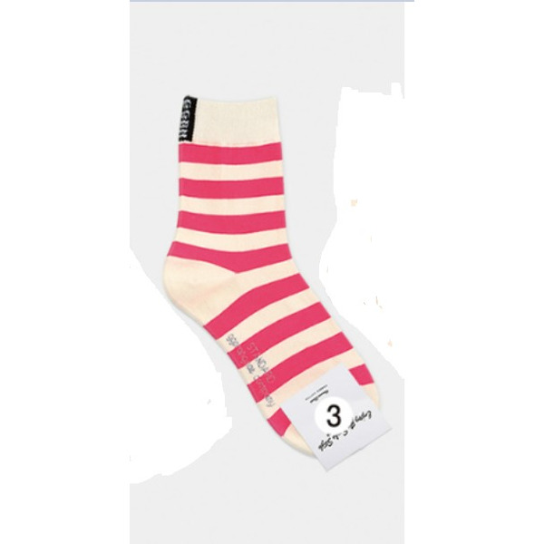 Носки женские длинные, белые в полоску розовую, размер 35-39, (W-L-211-03)ADULTS, B TYPE, GGRN