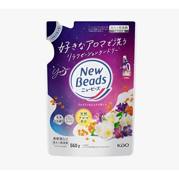 Жидкое средство для стирки, New Beads Yoru, KAO, 560 г (сменная упаковка) Жидкое средство для стирки, New Beads Yoru, KAO, 560 г (сменная упаковка)