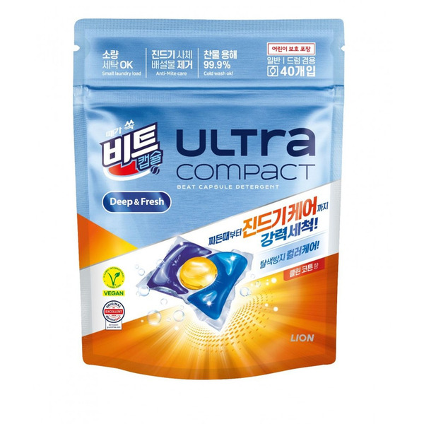 Жидкое средство для стирки  (Хлопок, защита цвета, от пылевого клеща, капсулы) Ultra Compact Anti Mite Care, Lion, 40 шт. х 8 г Жидкое средство для стирки  (Хлопок, защита цвета, от пылевого клеща, капсулы) Ultra Compact Anti Mite Care, Lion, 40 шт. х 8 г