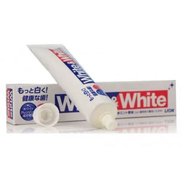 Отбеливающая зубная паста c кальцием и фтором White&White, LION 150 г