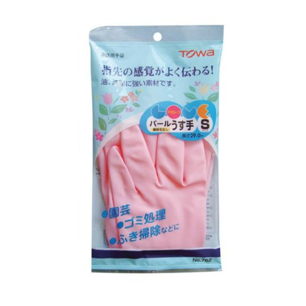 Виниловые перчатки без покрытия внутри, TOWA  (S, цвет розовый)