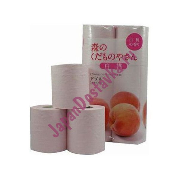 Туалетная бумага двухслойная (аромат персика), FUJIEDA SEISHI (27,5 м, 12 рулонов)