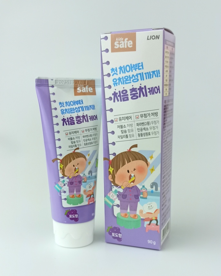 Детская зубная паста Kids Safe от 3-х до 12 лет (со вкусом винограда), CJ LION 90 г 