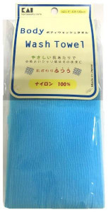 Мочалка для тела средней жесткости (голубая). Body Wash Towel, KAI