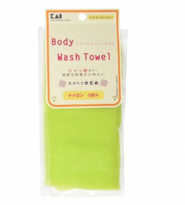 Японская мочалка для тела жесткая (салатовая) Body Wash Towel 30 х 100 см, KAI 1 шт